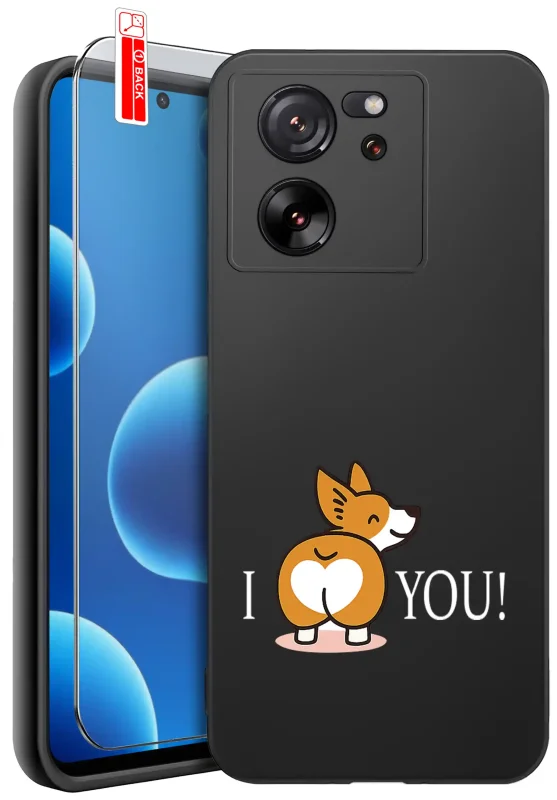 Etui do Xiaomi 13T / 13T Pro z walentynkowym wzorem - pies corgi i napis I LOVE YOU
