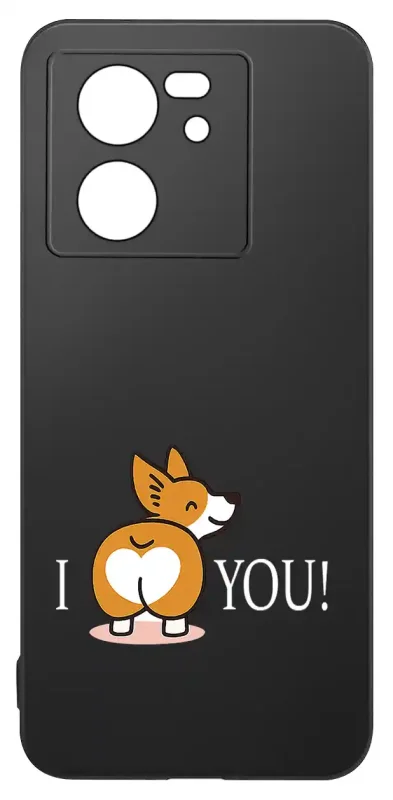 Walentynkowe etui do Xiaomi 13T / 13T Pro z ilustracją psa corgi widzianego od tyłu i napisem I LOVE YOU
