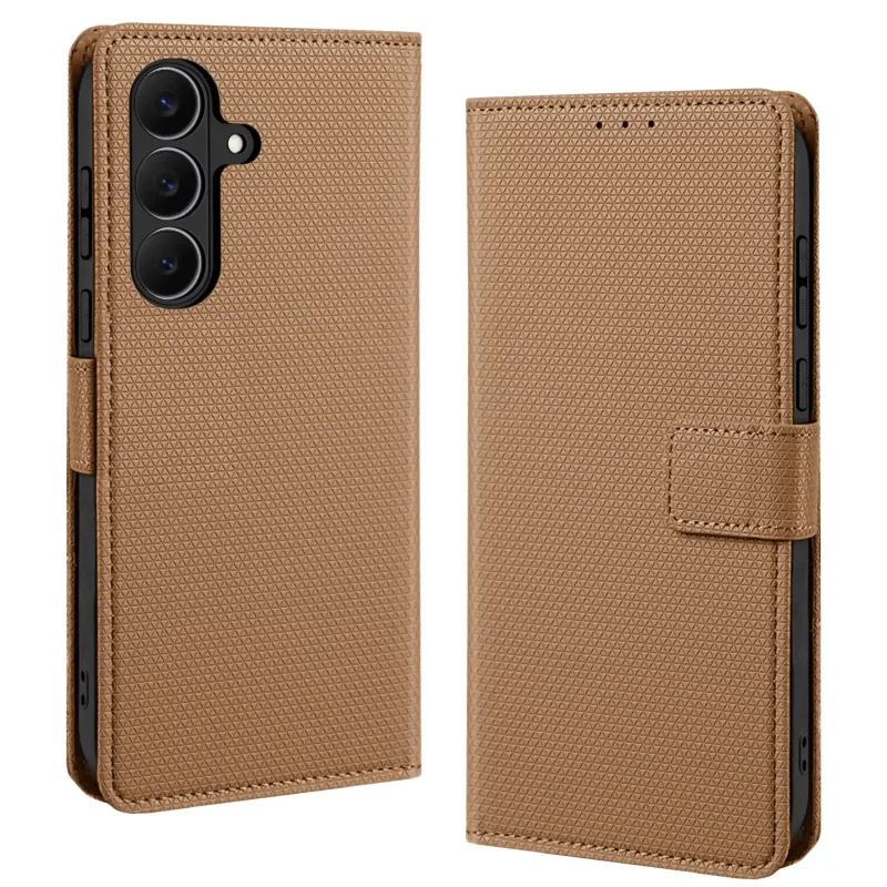 Etui do Samsung Galaxy S25 FE z klapką z zapięciem w kolorze brązowym