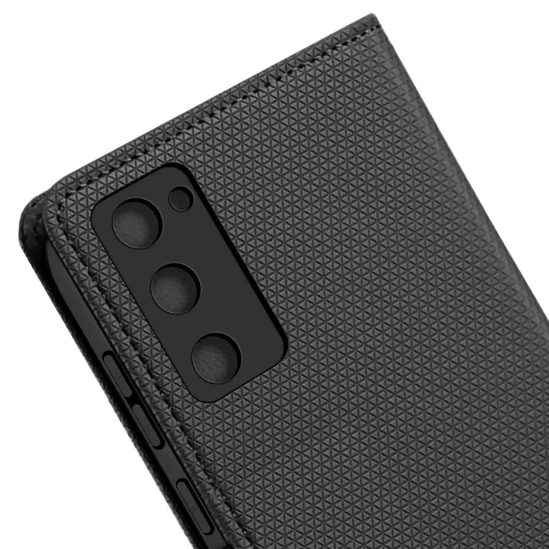 Etui zamykane do Samsung Galaxy S20 FE czarne – idealne dopasowanie oraz precyzyjne wycięcia na aparaty i przyciski