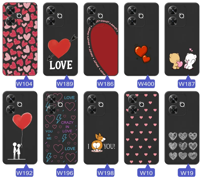 Kolekcja walentynkowych etui do Xiaomi Redmi 13 4G – różne wzory z sercami i napisami love