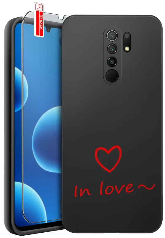 Etui do Xiaomi Redmi 9 z walentynkowym wzorem - serce i napis In love