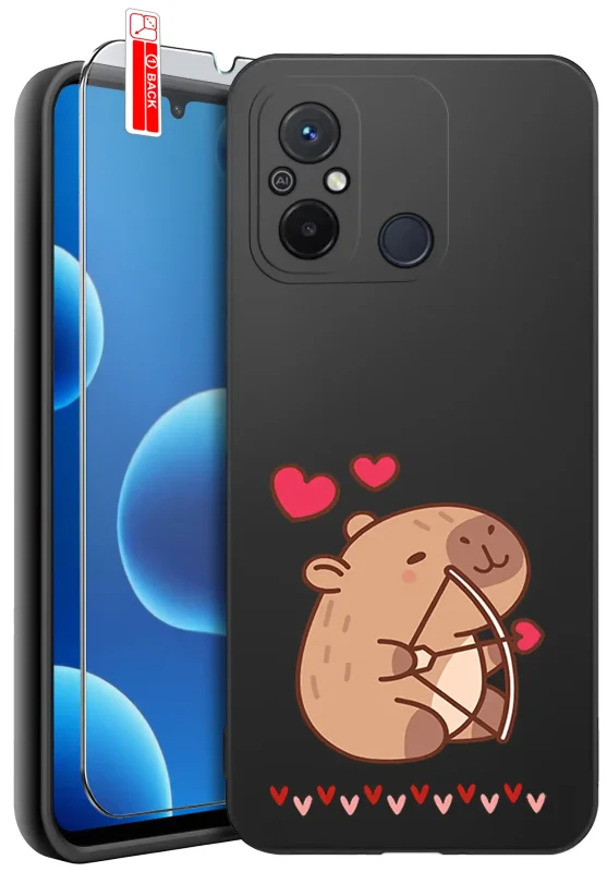 Etui do Xiaomi Redmi 12C z walentynkowym wzorem - kapibara z sercami