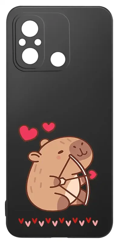 Walentynkowy case do Xiaomi Redmi 12C z uroczą kapibarą i sercami