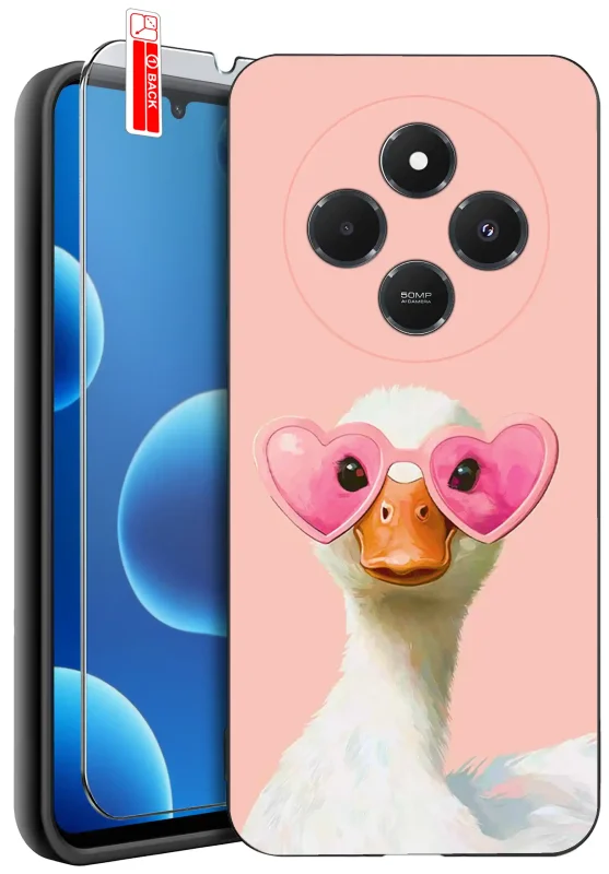 Etui do Xiaomi Redmi 14C z walentynkowym wzorem - gęś w różowych okularach