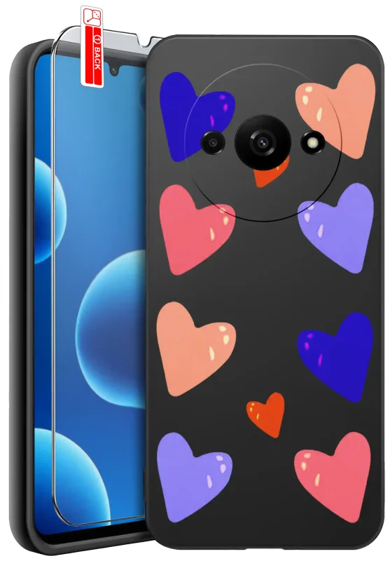 Etui do Xiaomi Redmi A3 z walentynkowym wzorem - kolorowe serca