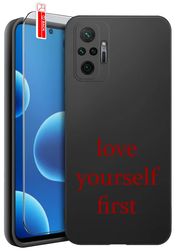 Etui do Xiaomi Redmi Note 10 Pro z walentynkowym wzorem - czerwony napis love yourself first