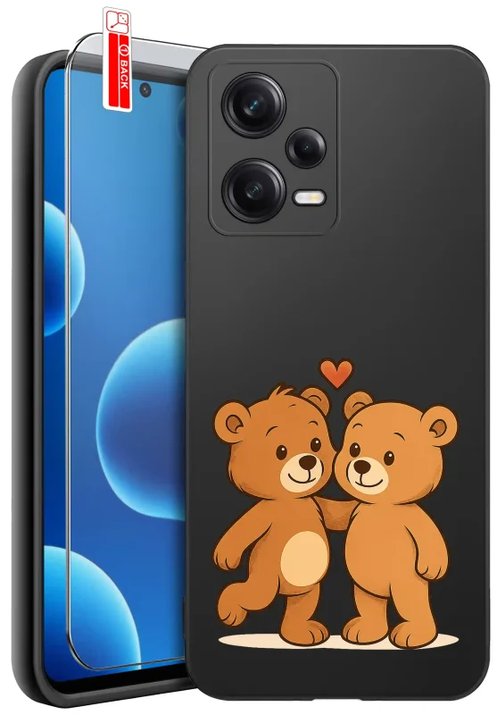 Etui do Xiaomi Redmi Note 12 5G z walentynkowym wzorem - dwa misie z sercem