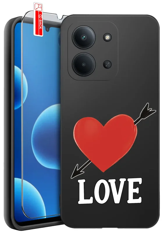 Etui do Xiaomi Redmi 15C 5G z walentynkowym wzorem - czerwone serce i napis love