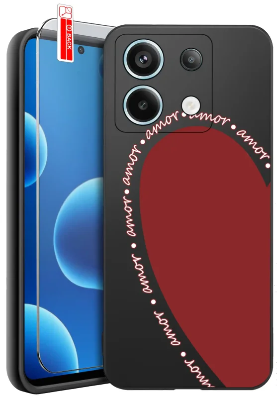 Etui do Xiaomi Redmi Note 13 Pro 4G z walentynkowym wzorem - czerwone serce i napis amor