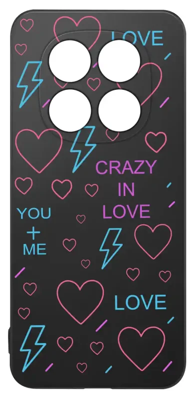 Walentynkowy case do Xiaomi Redmi Note 14 Pro 5G z sercami, błyskawicami i napisami love
