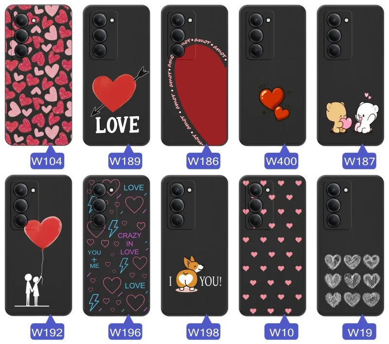 Kolekcja walentynkowych etui do Xiaomi Redmi 15 4G / 5G – różne wzory z sercami i napisami love