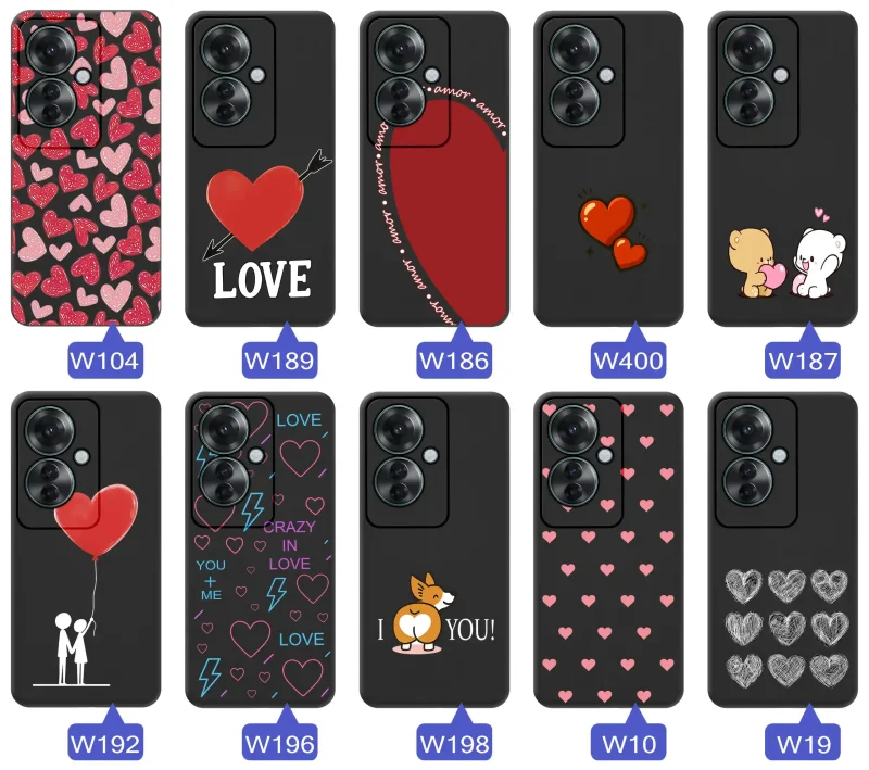 Kolekcja walentynkowych etui do Oppo Reno 11 F 5G – różne wzory z sercami i napisami love