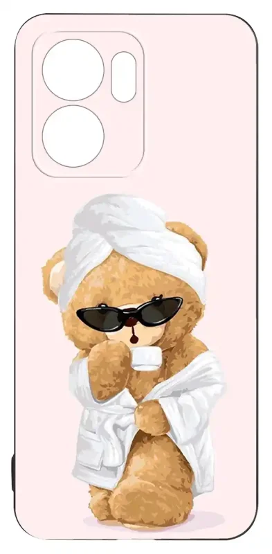 Walentynkowy case do Oppo Reno 13 FS 5G / 13 F 5G z misiem w okularach i szlafroku