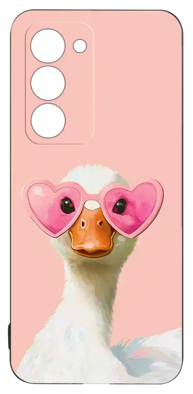 Walentynkowy case do Oppo A5 4G / A5 5G z gęsią na różowym tle