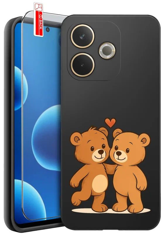 Etui do Oppo A5 Pro 5G z walentynkowym wzorem - dwa misie z sercem
