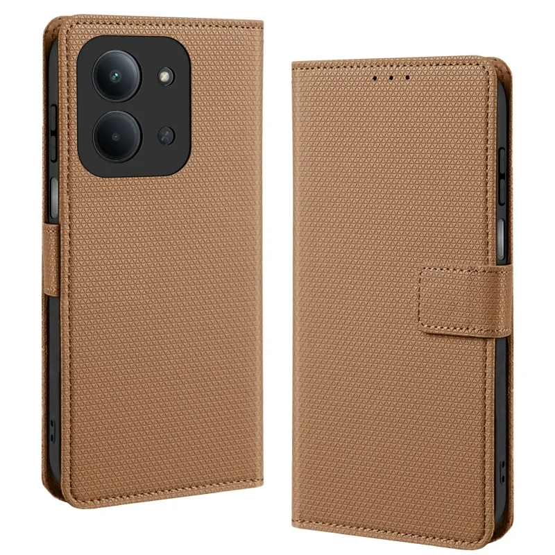 Etui do Xiaomi Redmi 15C z klapką z zapięciem w kolorze brązowym
