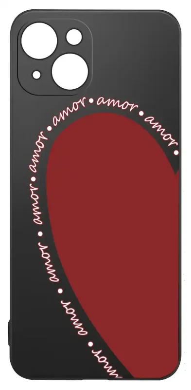 Walentynkowy case do iPhone 13 / 14 z sercem i napisem amor