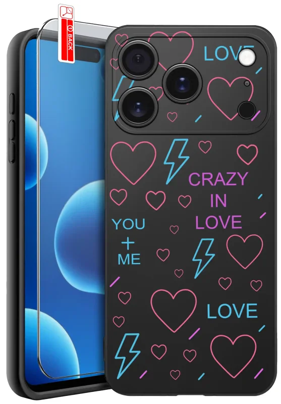 Etui do iPhone 17 Pro z walentynkowym wzorem dwóch misi z sercem