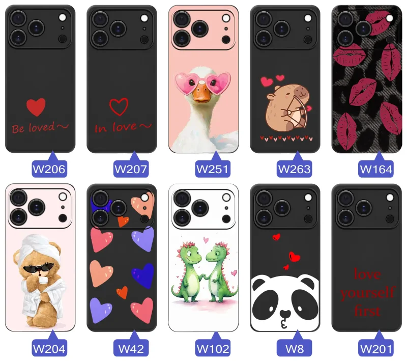 Etui z motywem miłości do iPhone 17 Pro max – romantyczne napisy, serca, słodkie zwierzęta