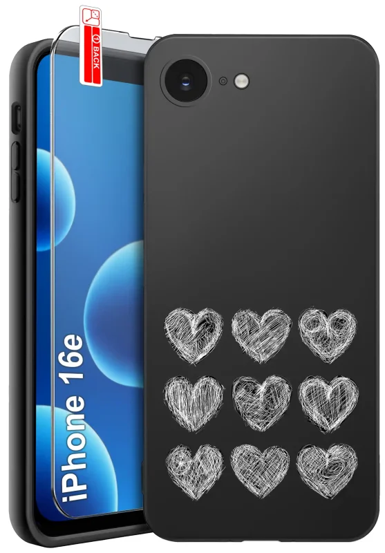 Etui do iPhone 16e / 17e z walentynkowym wzorem dwóch misi z sercem