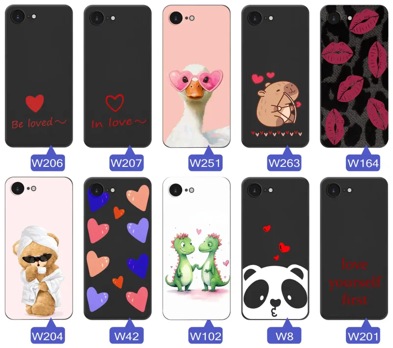 Etui z motywem miłości do iPhone 16e / 17e – romantyczne napisy, serca, słodkie zwierzęta