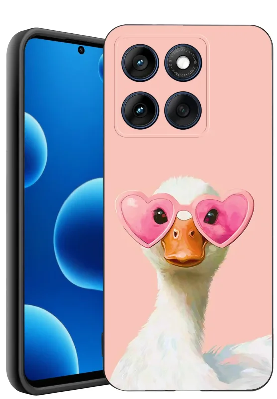 Etui do Motorola Edge 60 Pro 5G z walentynkowym wzorem - gęś w różowych okularach