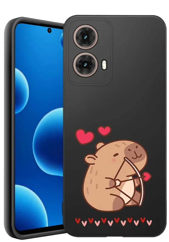 Etui do Motorola Moto G85 5G z walentynkowym wzorem - kapibara i serca