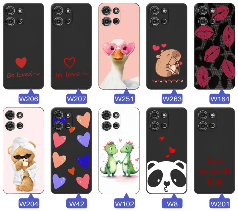 Wzory z motywem miłości do Motorola Moto G75 5G – romantyczne napisy, serca, słodkie zwierzęta