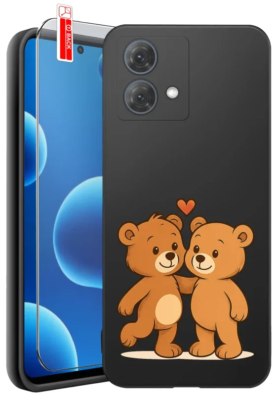 Etui do Motorola Moto G84 5G z walentynkowym wzorem - dwa misie z sercem