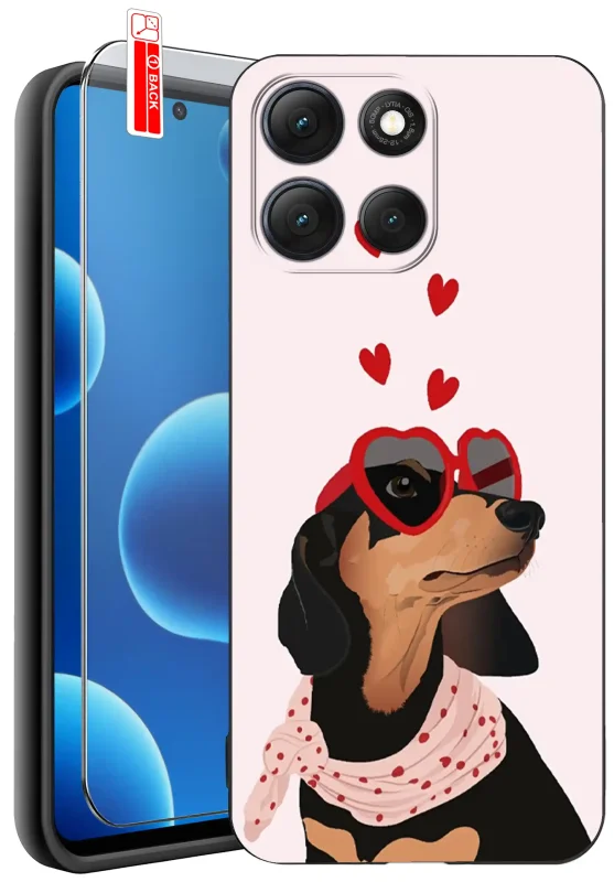 Etui do Motorola Moto G56 5G z walentynkowym wzorem - pies w okularach i serca