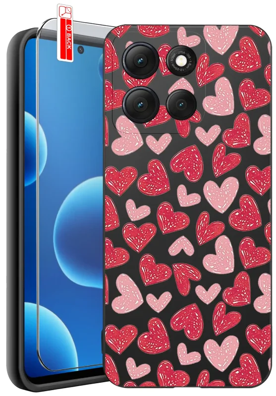Etui do Motorola Moto G86 Power z walentynkowym wzorem - czerwone serca rozproszone po całych pleckach