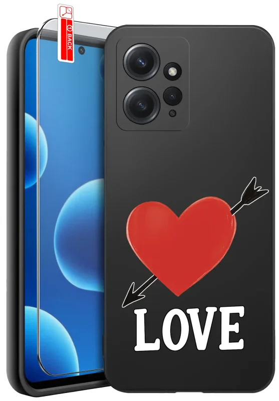 Etui do Xiaomi Redmi Note 12 4G z walentynkowym wzorem - serce i napis love