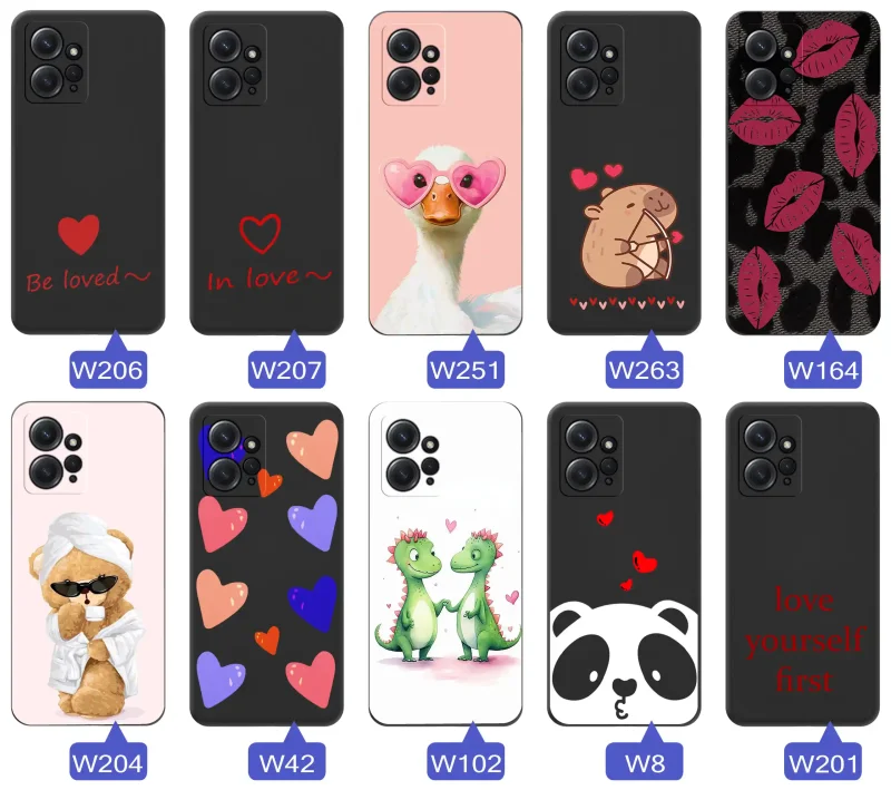 Wzory z motywem miłości do Xiaomi Redmi Note 12 4G – romantyczne napisy, serca, słodkie zwierzęta