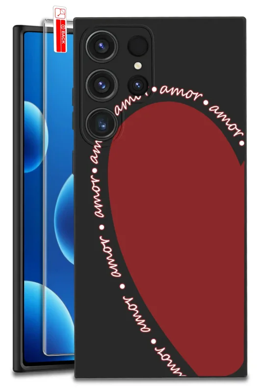 Etui do Samsung Galaxy S25 Ultra z walentynkowym wzorem - serce i napis amor