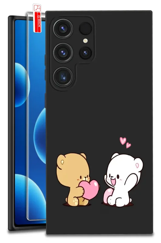 Etui do Samsung Galaxy S24 Ultra z walentynkowym wzorem - dwa misie z sercem