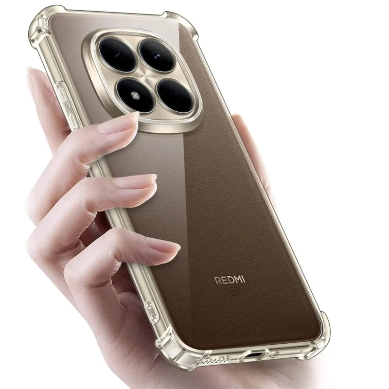 Xiaomi Redmi Note 15 Pro+ Plus 5G w transparentnym etui Anti-Shock – elegancki wygląd smartfona w dłoni