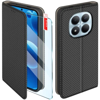 Etui do Xiaomi Redmi Note 15 Pro 5G czarne zamykane ze szkłem