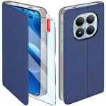 Etui do Xiaomi Redmi Note 15 Pro 5G granatowe zamykane ze szkłem