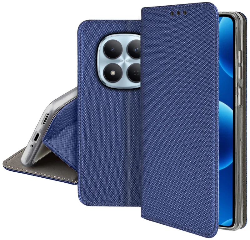 Zamykane etui magnetyczne do Xiaomi Redmi Note 15 Pro 5G granatowe – smukła konstrukcja i ochrona obudowy