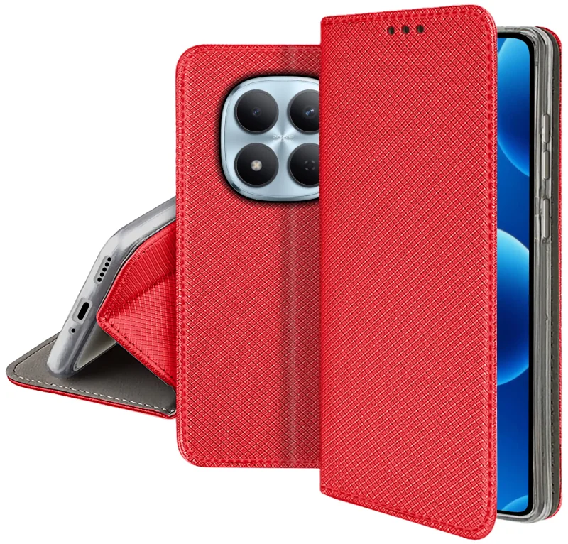 Zamykane etui magnetyczne do Xiaomi Redmi Note 15 Pro 5G czerwone – smukła konstrukcja i ochrona obudowy
