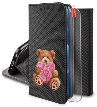 Etui do Motorola Moto G84 5G zamykane z wzorami walentynkowymi ze szkłem