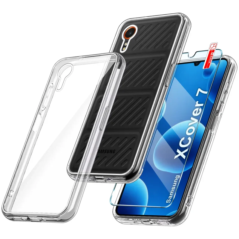 Przezroczyste etui Clear Case na Samsung Galaxy Xcover 7 w komplecie ze szkłem hartowanym