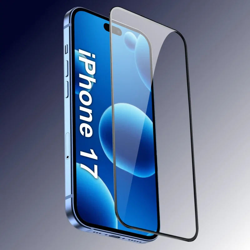 Szkło pełne 5D do iPhone 17 Easy Stick Ez Box z czarną ramką