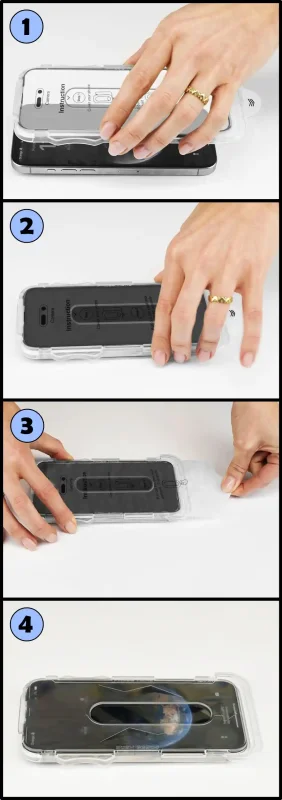 Instrukcja montażu szkła pełnego 5D Easy Stick Ez Box do iPhone 17