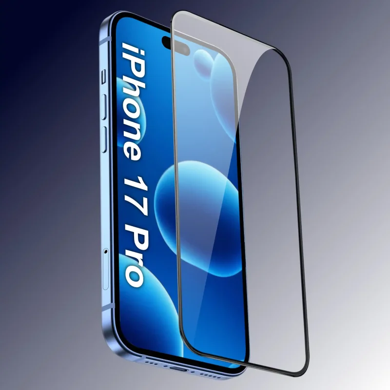 Szkło pełne 5D do iPhone 17 Pro Easy Stick Ez Box z czarną ramką