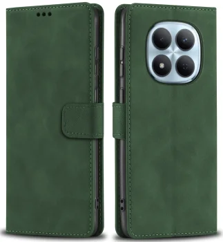 Etui do Xiaomi Redmi Note 15 Pro+ Plus 5G z klapką zielone skórzane
