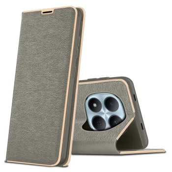 Etui do Xiaomi Redmi Note 15 Pro 5G eleganckie zamykane szare ze szkłem