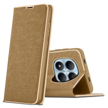 Etui do Xiaomi Redmi Note 15 Pro 5G eleganckie zamykane złote ze szkłem