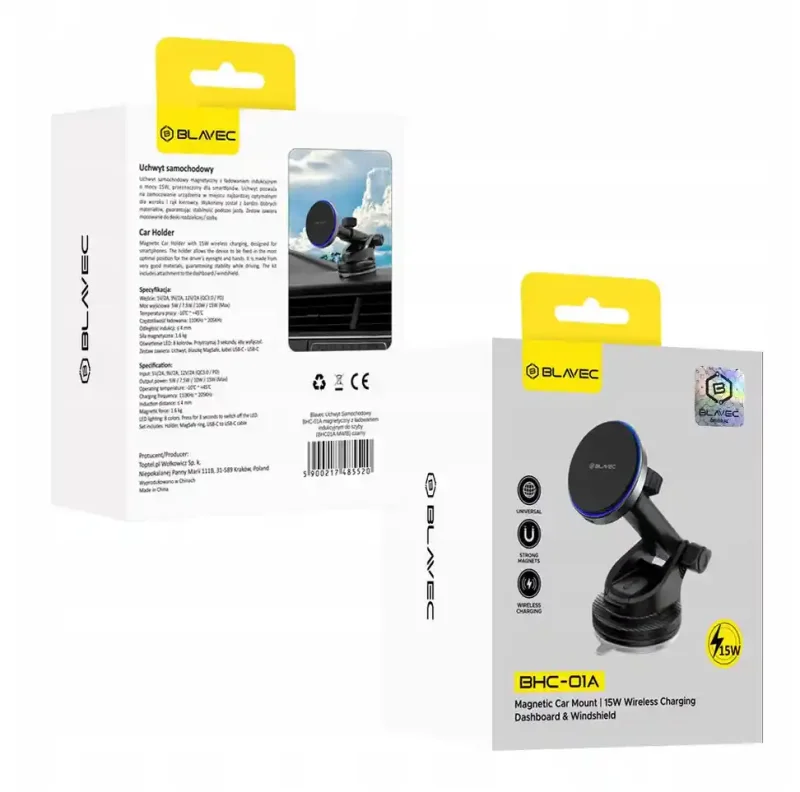 Opakowanie uchwytu samochodowego na telefon Blavec BHC-01A 15W